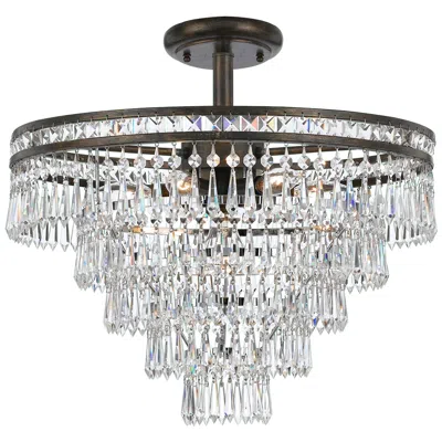 Crystorama Mercer 20" Wide Crystal Bronze Ceiling Light In Black
