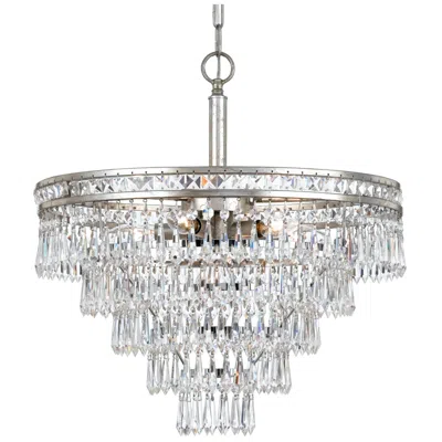 Crystorama Mercer 20" Wide Tiered Olde Silver And Crystal Chandelier