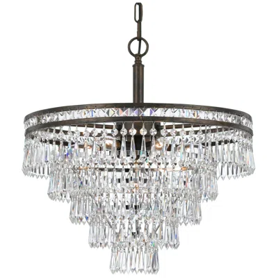 Crystorama Mercer 20"w English Bronze And Crystal Chandelier In Black
