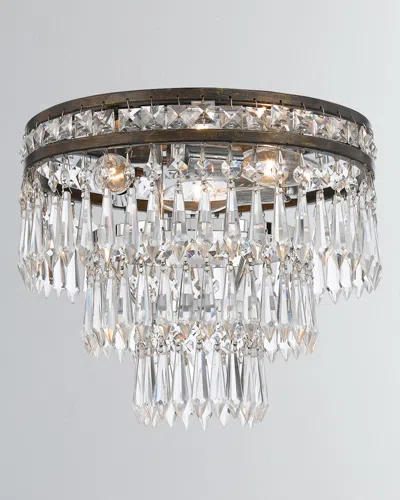 Crystorama 3-light Mercer Flush Mount Hand Cut Crystal In Brown