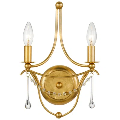 Crystorama Metro 14 1/2"h Antique Gold 2-light Wall Sconce