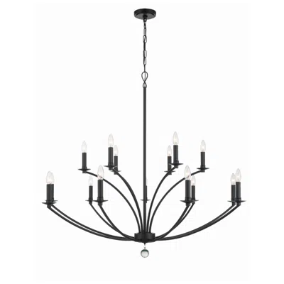 Crystorama Mila 48" Wide Black 15-light 2-tier Chandelier