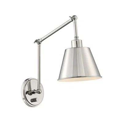 Crystorama Mitchell 7.5" Wide Nickel Plug-in Swing Arm Wall Lamp In Silver