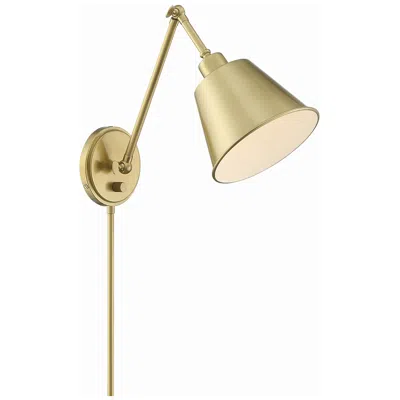 Crystorama Mitchell Aged Brass Swing Arm Wall Lamp In Gold