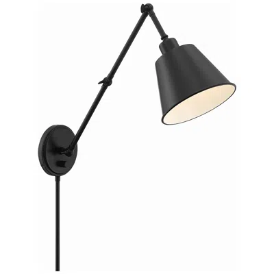 Crystorama Mitchell Matte Black Swing Arm Wall Lamp