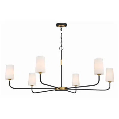 Crystorama Niles 54'' Black Forged + Modern Gold Chandelier