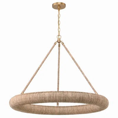Crystorama Oakley 32"w Soft Gold And Lake Grass Shade Led Chandelier In Brown