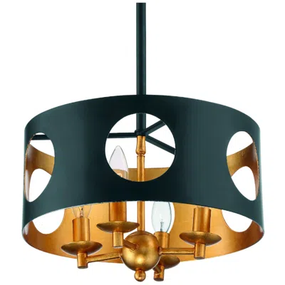 Crystorama Odelle 14'' Black + Antique Gold Chandelier