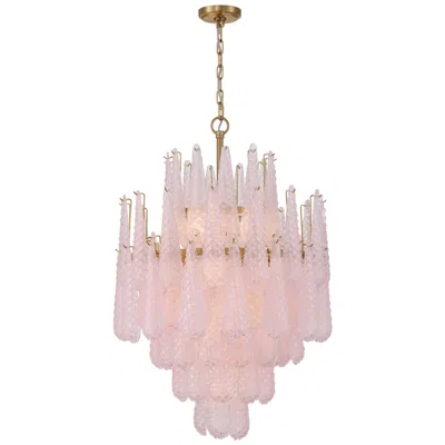 Crystorama Ollie 26.25'' Aged Brass Chandelier In Pink