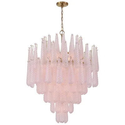 Crystorama Ollie 33.25'' Aged Brass Chandelier In Pink