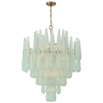 Crystorama Ollie 33.25'' Aged Brass Chandelier In Green