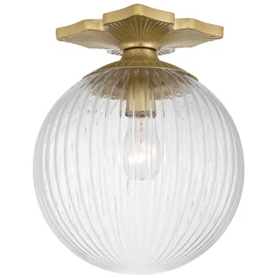 Crystorama Orly 10'' Aged Brass Semi Flush Mount In White