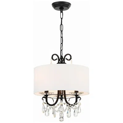 Crystorama Othello 14" Wide Matte Black Crystal 3-light Chandelier