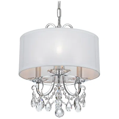 Crystorama Othello 15" Wide Polished Chrome Drum Shade Chandelier In White