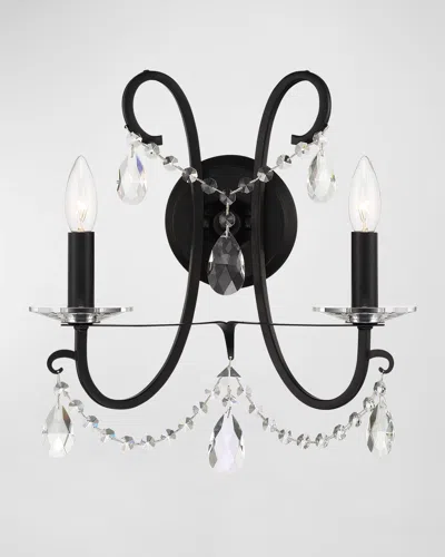 Crystorama Othello 2-light Crystal Polished Chrome Sconce In Matte Black