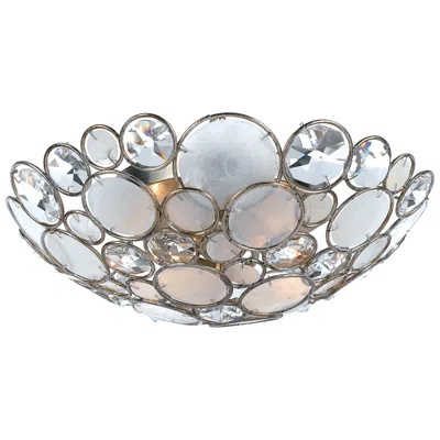 Crystorama Palla 16" Wide Antique Silver Ceiling Light In Metallic