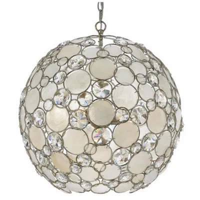 Crystorama Palla 22" Wide Antique Silver Orb Pendant Light In Multi