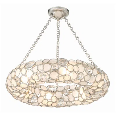 Crystorama Palla 24" Wide Antique Silver Ring Pendant Light In Multi