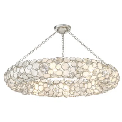 Crystorama Palla 32"w Antique Silver Ceiling Light In Multi