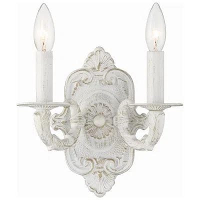 Crystorama Paris Market 9 1/2" High Antique White 2-light Wall Sconce