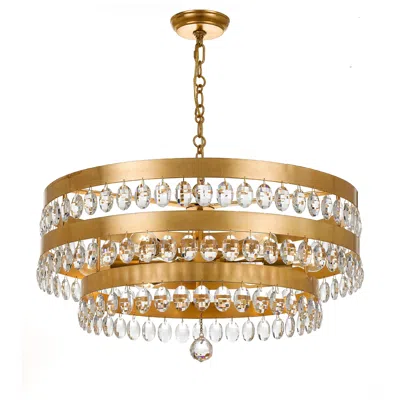 Crystorama Perla 26"w Antique Gold And Crystal Chandelier