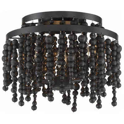 Crystorama Poppy 15" Wide Matte Black 3-light Ceiling Light
