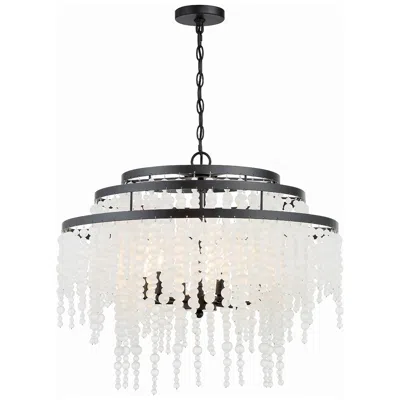 Crystorama Poppy 26 1/2" Matte Black Beaded Glass 6-light Chandelier