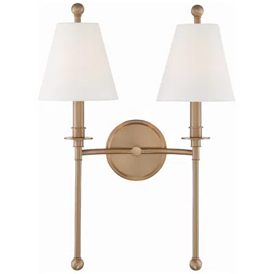 Crystorama Riverdale 14 1/2"h Aged Brass 2-light Wall Sconce In Brown