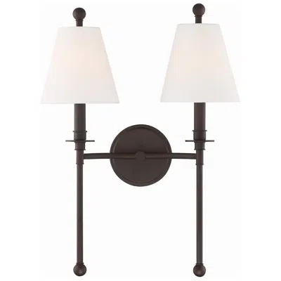Crystorama Riverdale 14 1/2"h Dark Bronze 2-light Wall Sconce In Black