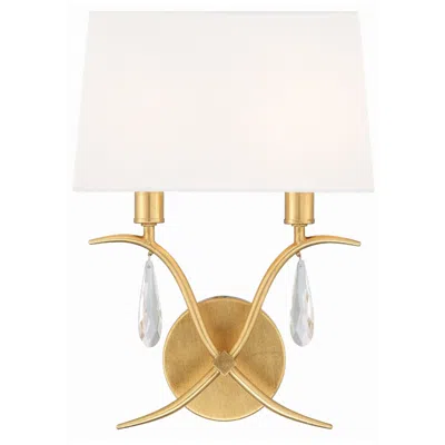 Crystorama Rollins 14" High Antique Gold 2-light Wall Sconce