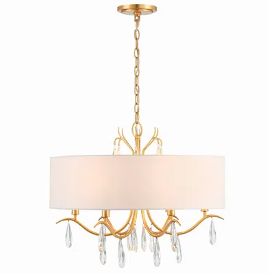 Crystorama Rollins 24"w Antique Gold 4-light Drum Chandelier