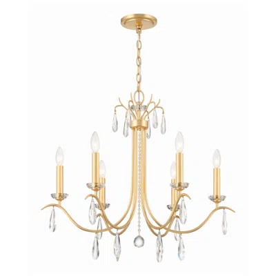 Crystorama Rollins 28" Wide Antique Gold 6-light Chandelier