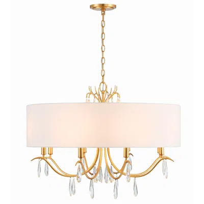 Crystorama Rollins 32" Wide 8-light Antique Gold Shade Chandelier