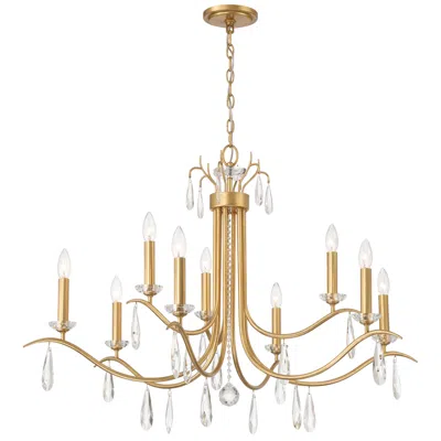 Crystorama Rollins 40" Wide Antique Gold 9-light Chandelier