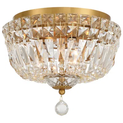 Crystorama Roslyn 10'' Aged Brass Flush Mount In Brown
