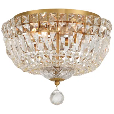 Crystorama Roslyn 12'' Aged Brass Flush Mount In Multi