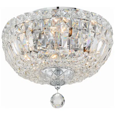 Crystorama Roslyn 12'' Polished Chrome Flush Mount In Silver