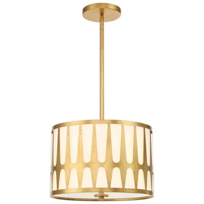 Crystorama Royston 15" Wide Antique Gold Drum Pendant Light