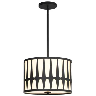 Crystorama Royston 15" Wide Black Drum Pendant Light