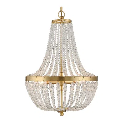 Crystorama Rylee 14" Wide Antique Gold And Glass Chandelier
