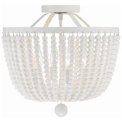 Crystorama Rylee 16 1/2" Wide 4-light Matte White Beaded Ceiling Light
