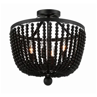 Crystorama Rylee 16 1/2" Wide Matte Black Ceiling Light