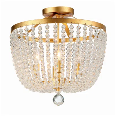 Crystorama Rylee 16 1/2"w Antique Gold Glass Ceiling Light In Black