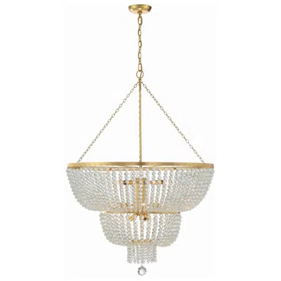 Crystorama Rylee 32" Wide 12-light Antique Gold Crystal Chandelier