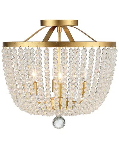 Crystorama Rylee 4 Light Antique Gold Ceiling Mount In White