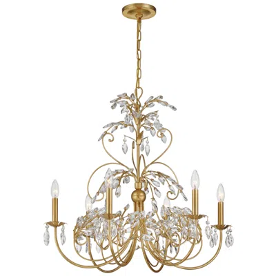 Crystorama Sadie 29" Wide Antique Gold 6-light Chandelier In Multi