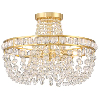 Crystorama Seville 16 1/2"w Aged Brass 3-light Ceiling Light In Gold