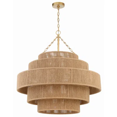 Crystorama Shyla 32" Wide Gold Leaf 20-light Drum Chandelier In Brown