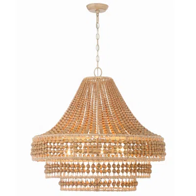 Crystorama Silas 30" Wide 8-light Modern Jute Wood Bead Chandelier In Gold