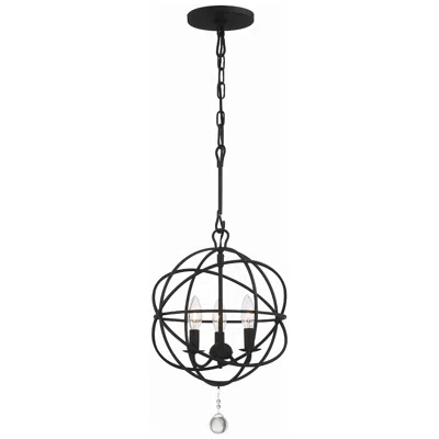 Crystorama Solaris 12 1/2" Wide Black 3-light Chandelier